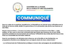 La 𝗠𝗶𝗻𝗶𝘀𝘁𝗿𝗲 𝗱𝗲 𝗹𝗮 𝗙𝗲𝗺𝗺𝗲, 𝗱𝗲 𝗹𝗮 𝗙𝗮𝗺𝗶𝗹𝗹𝗲 𝗲𝘁 𝗱𝗲𝘀 𝗦𝗼𝗹𝗶𝗱𝗮𝗿𝗶𝘁é𝘀 ressort son engagement 𝗮𝘂 𝗹𝗮𝗻𝗰𝗲𝗺𝗲𝗻𝘁 𝗱𝘂 𝗠𝗼𝗶𝘀 𝗱𝗲 𝗹𝗮 𝗙𝗲𝗺𝗺𝗲 𝗰𝗼𝗻𝘀𝗮𝗰𝗿é à 𝗹𝗮 𝗽𝗿𝗼𝗺𝗼𝘁𝗶𝗼𝗻 𝗱𝗲𝘀 𝗱𝗿𝗼𝗶𝘁𝘀 𝗱𝗲𝘀 𝗳𝗲𝗺𝗺𝗲𝘀 𝗲𝘁 𝗱𝗲𝘀 𝗳𝗶𝗹𝗹𝗲𝘀 𝗲𝗻 𝗚𝘂𝗶𝗻é𝗲.